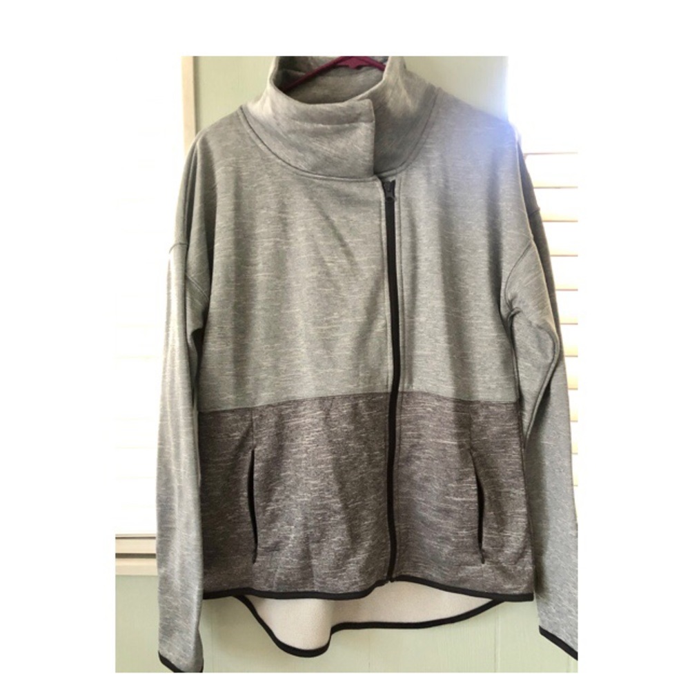 Cowl neck zip up jacket